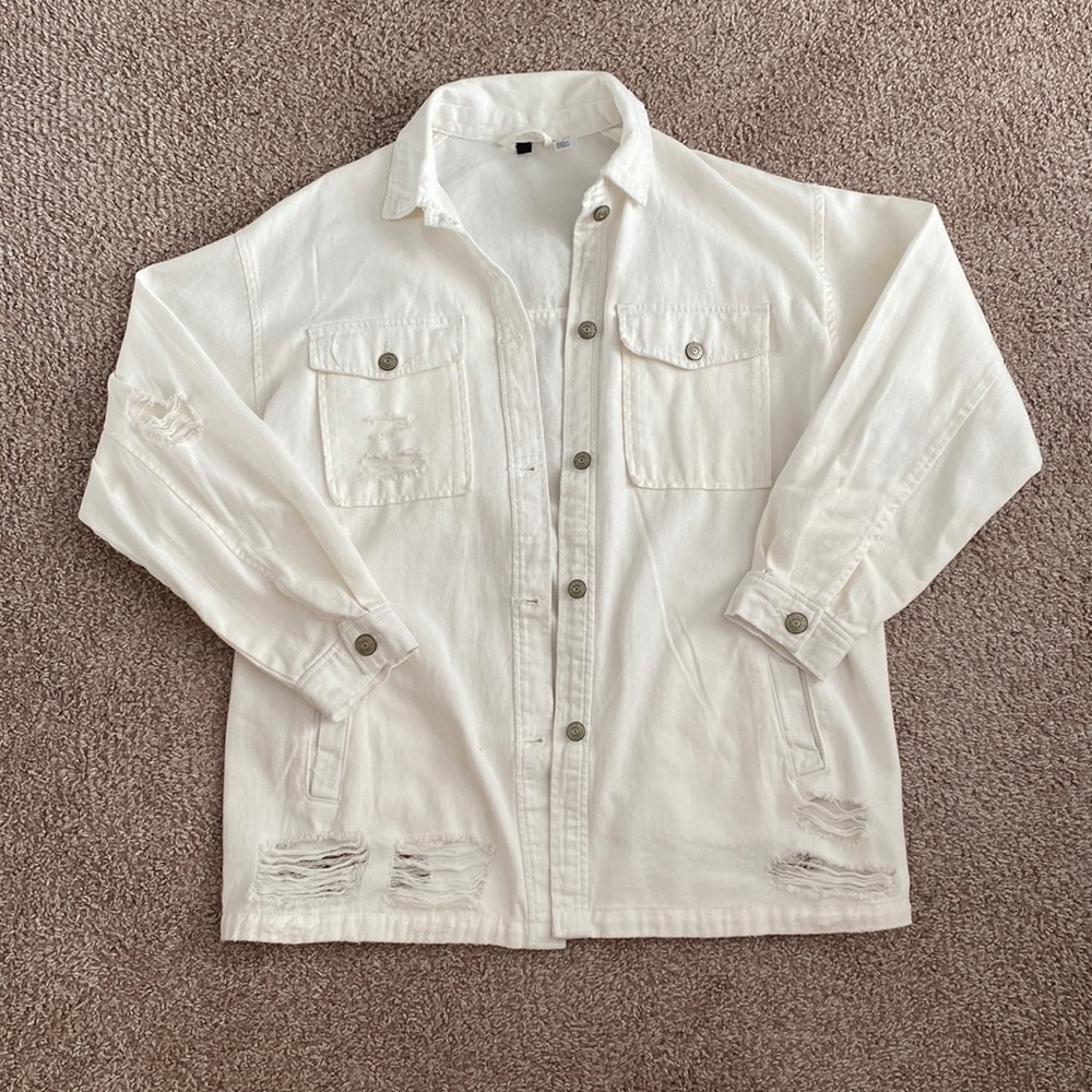 H&M oversized white denim jacket